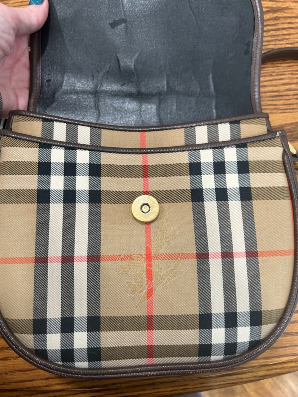 Burberrys Brown Leather and Nova Check Crossbody Bag - Picture 13 of 16